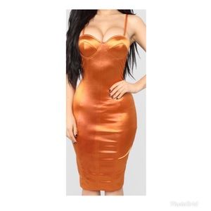 A beautiful cognac satin dress